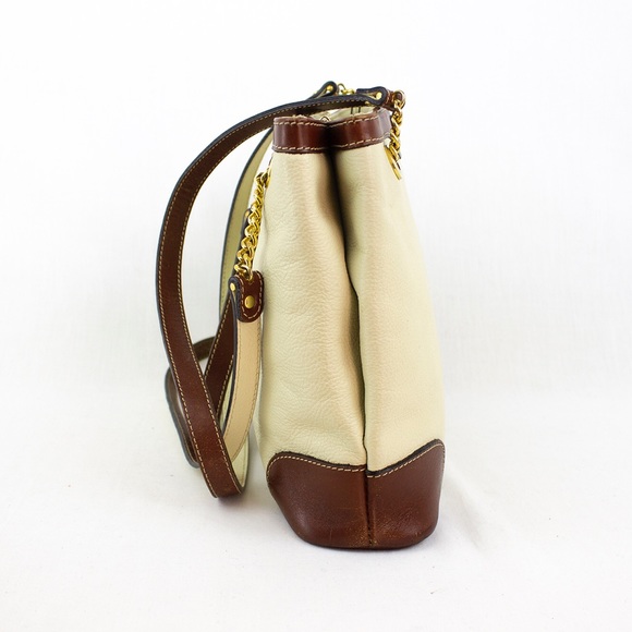 BALLY CREME & BROWN LEATHER HANDBAG - Picture 3 of 8